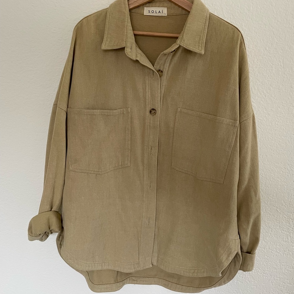 Solai the label brown button up barn jacket